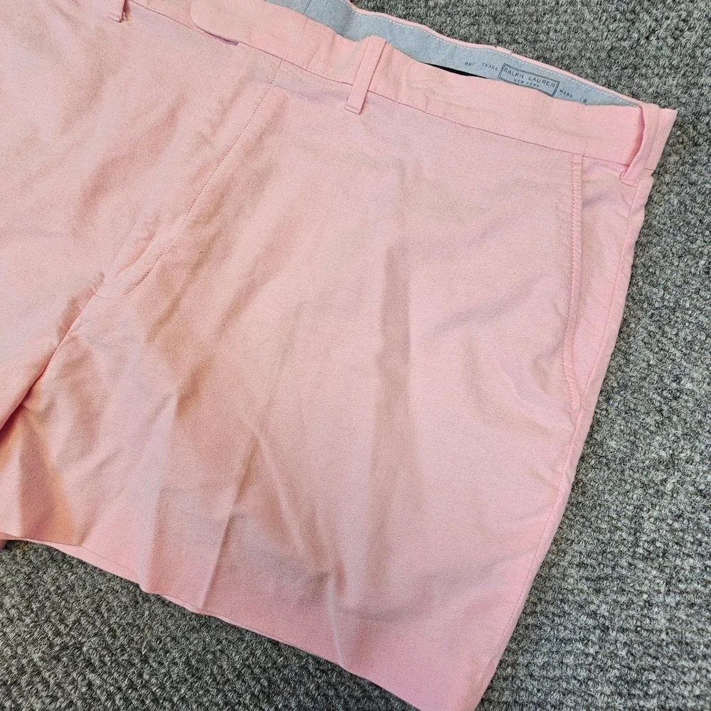Polo Ralph‎ Lauren Mens Pink Oxford Cotton Shorts Size 46 Flat Front Preppy